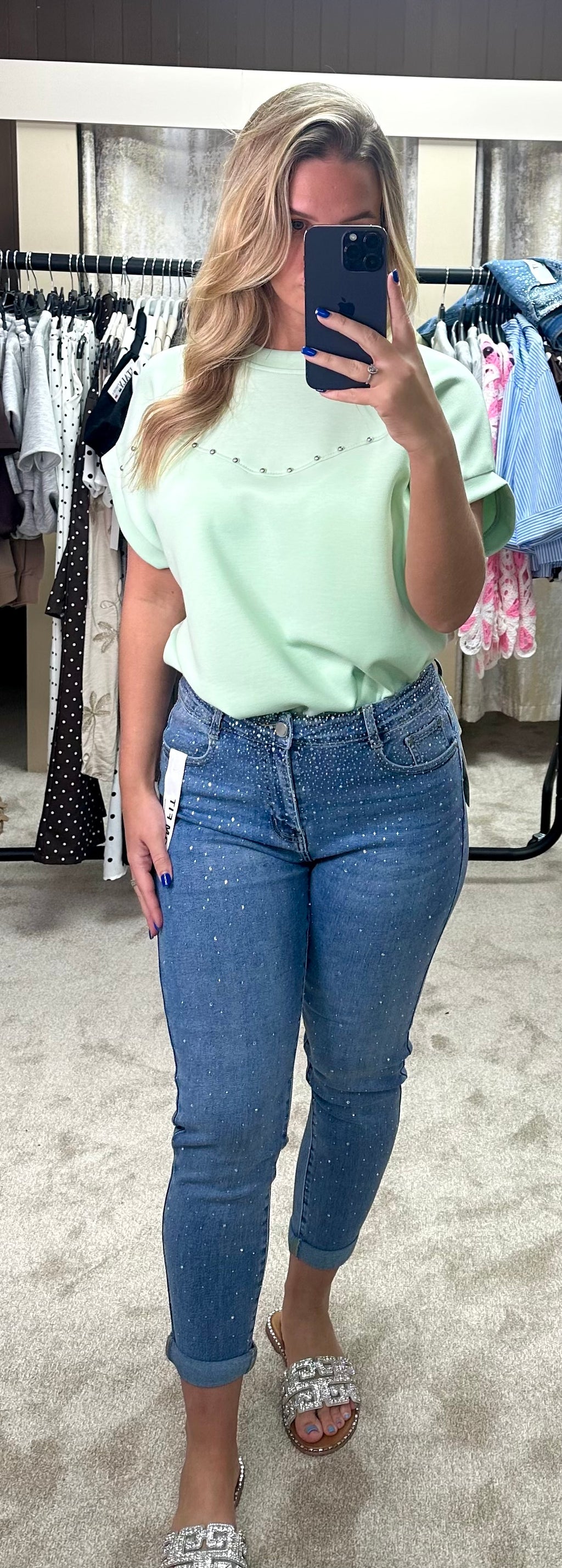 Diamanté Stretchy Mom Jeans