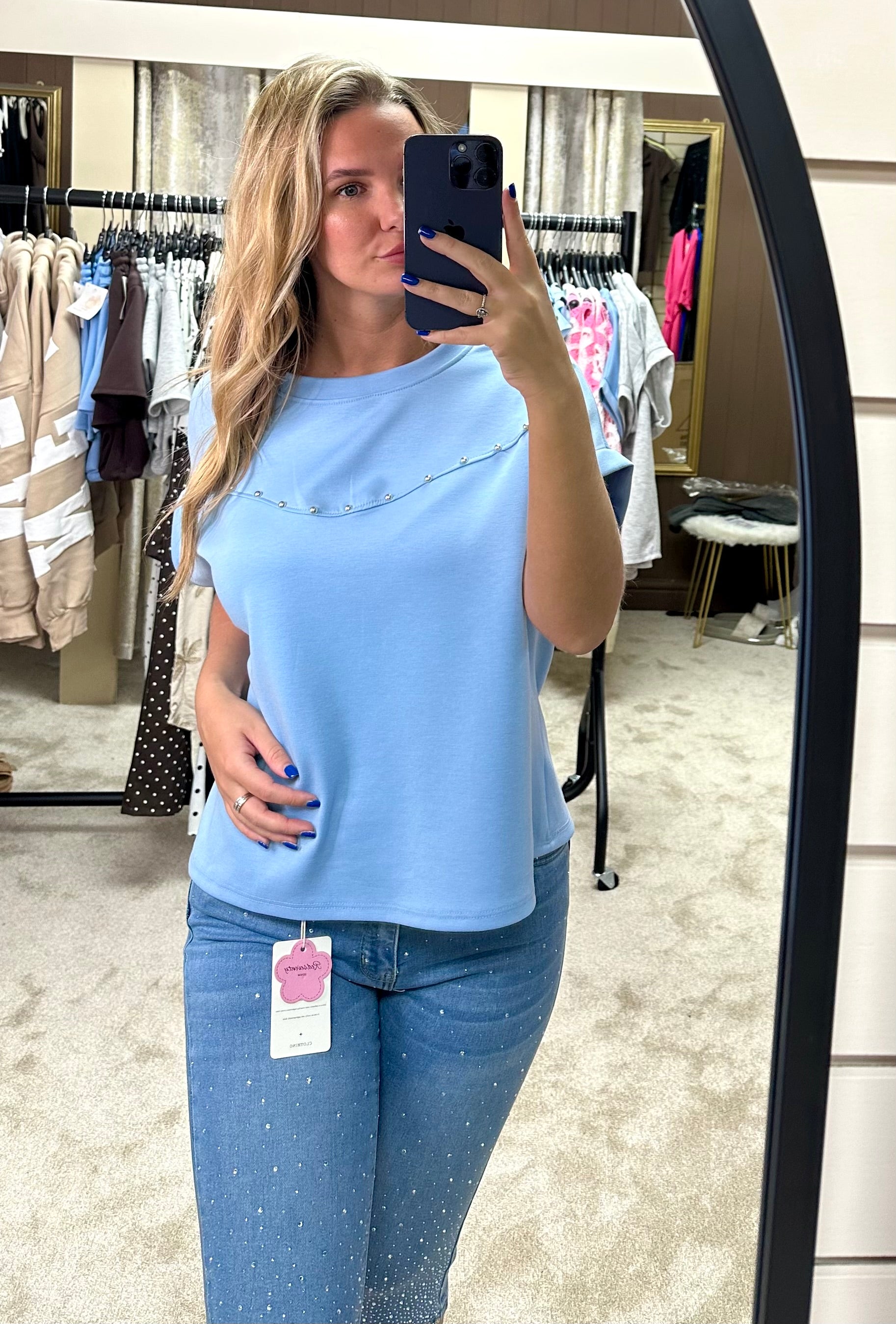 Oversized Scuba T-Shirt With Silver Stud Detail