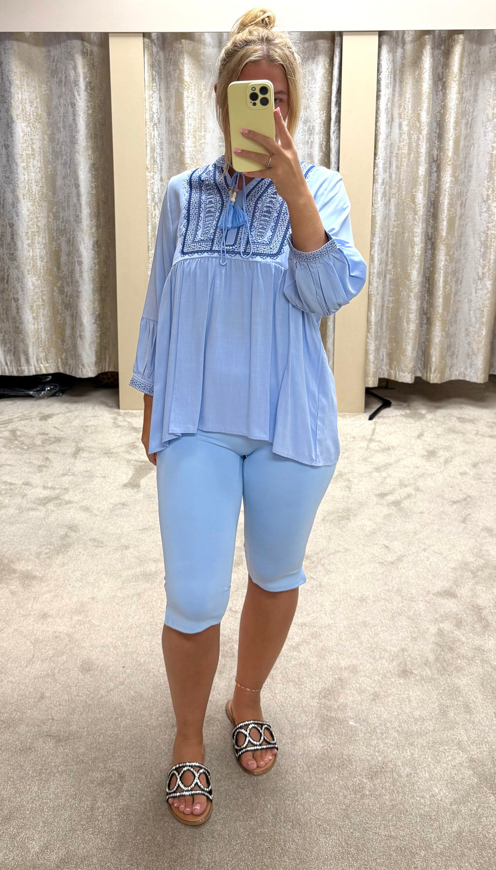 Boho Embroidered Detail Oversized Blouse