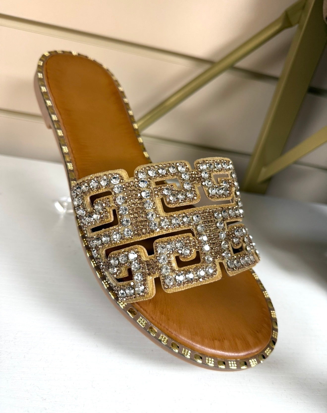 Diamanté Sliders - Gold