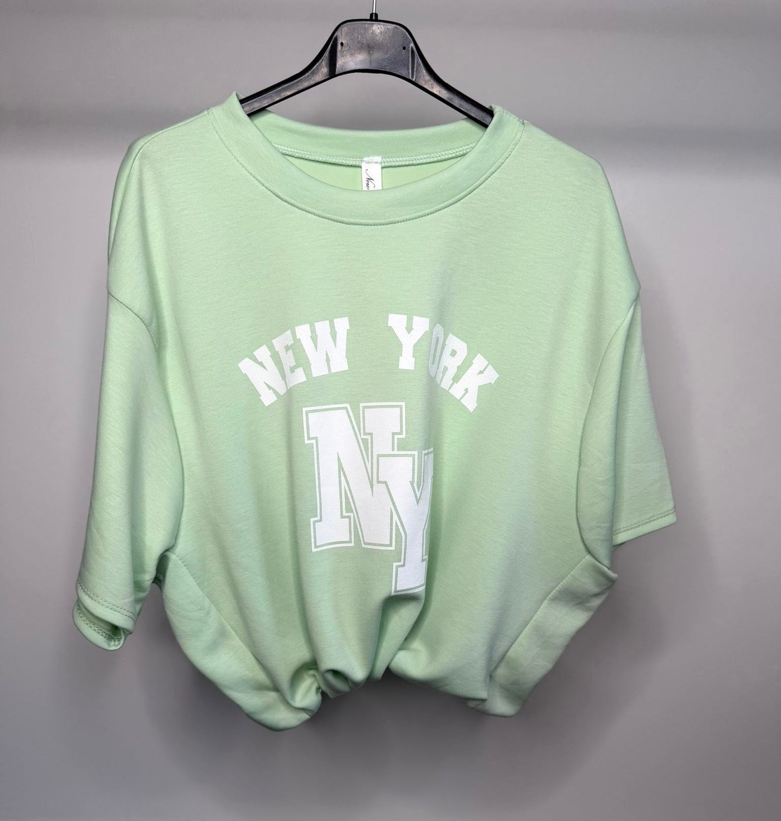 Bubble Hem Cropped Scuba Top - New York Logo