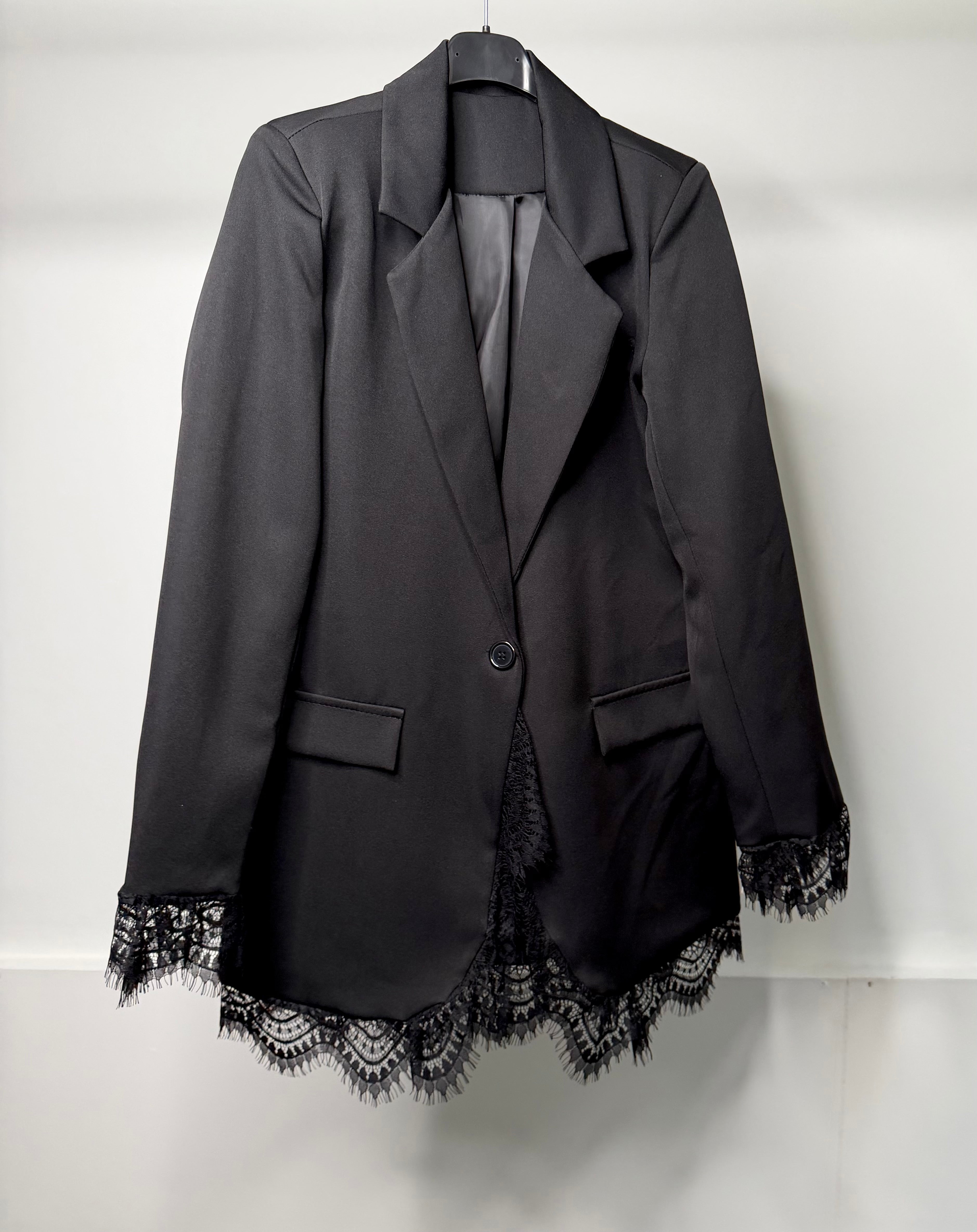 LUXE Waist Cinching Blazer With Lace Detail