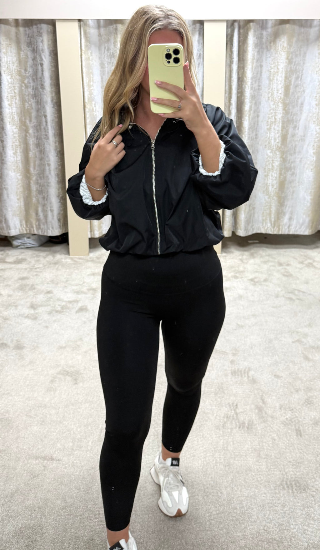 Ruched Collar Detail Waist Cinching Elasticated Zip Up Jacket