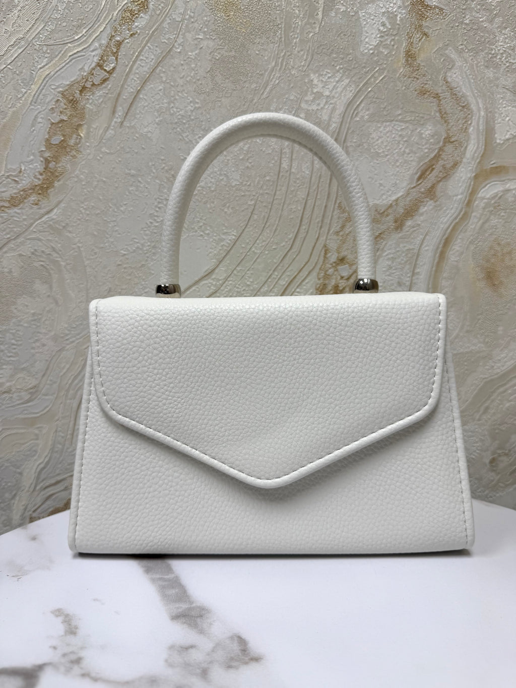 Top Handle Envelope Bag - White