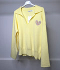 Floral Print Embroidered Heart Detail Collared Sweatshirt
