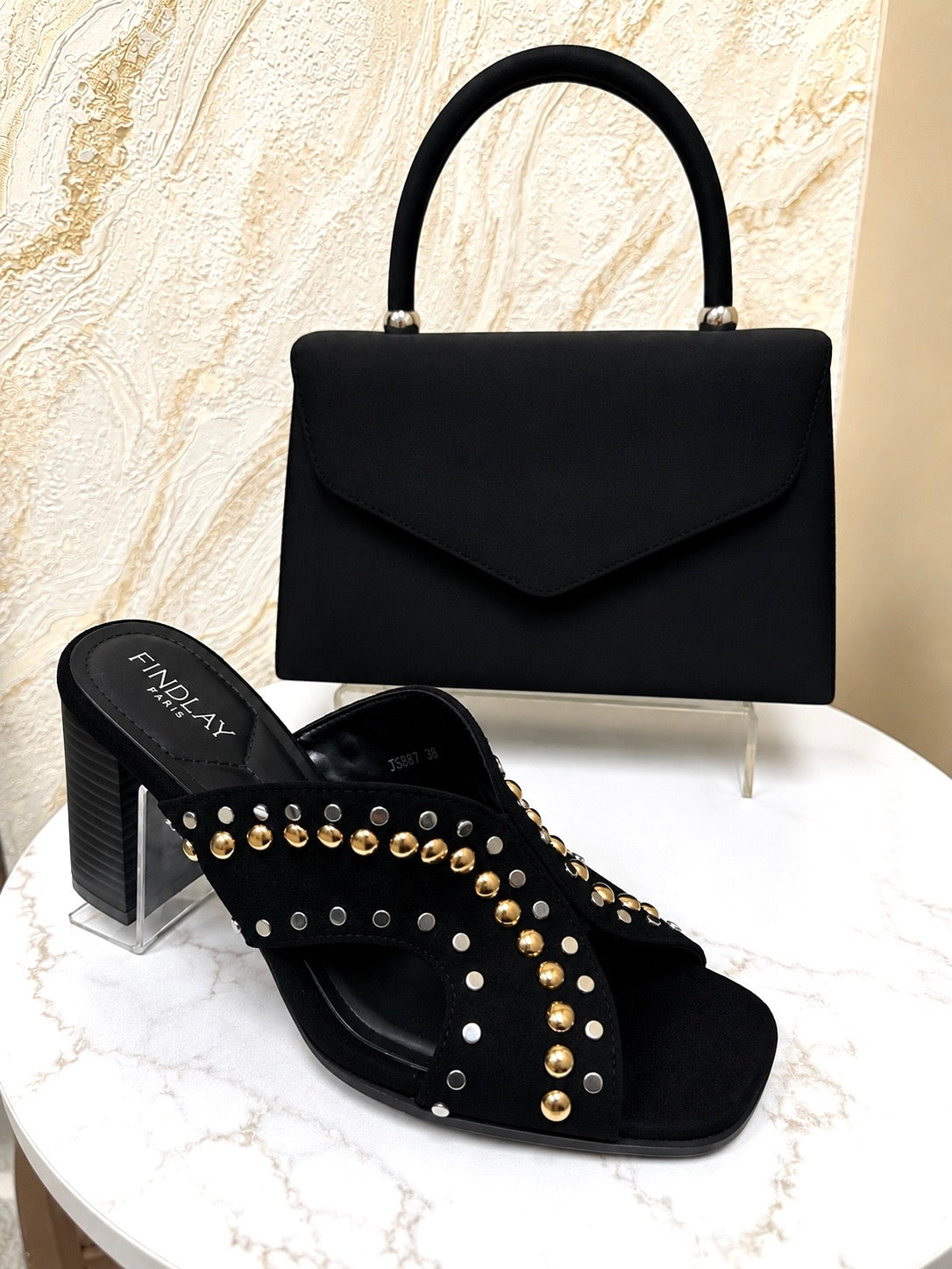 Stud Detail Comfy Block Heel Mule - Black