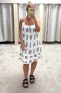 Elasticated Fish & Seashell Print Beach Dress