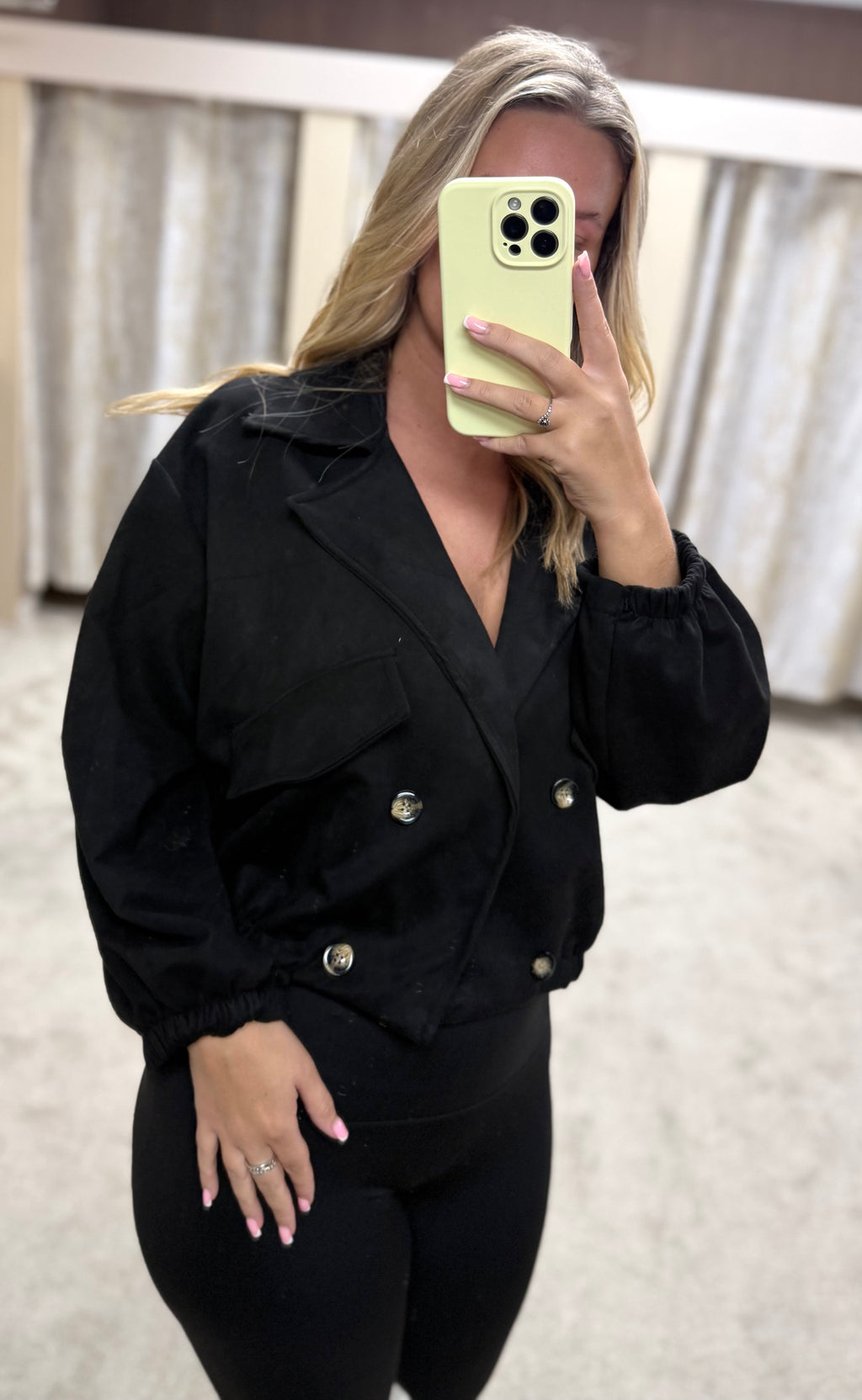 Zara Inspired Black Suede Elasicated Waist Jacket