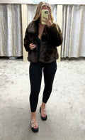 Luxe Faux Fur Jacket - Chocolate Brown