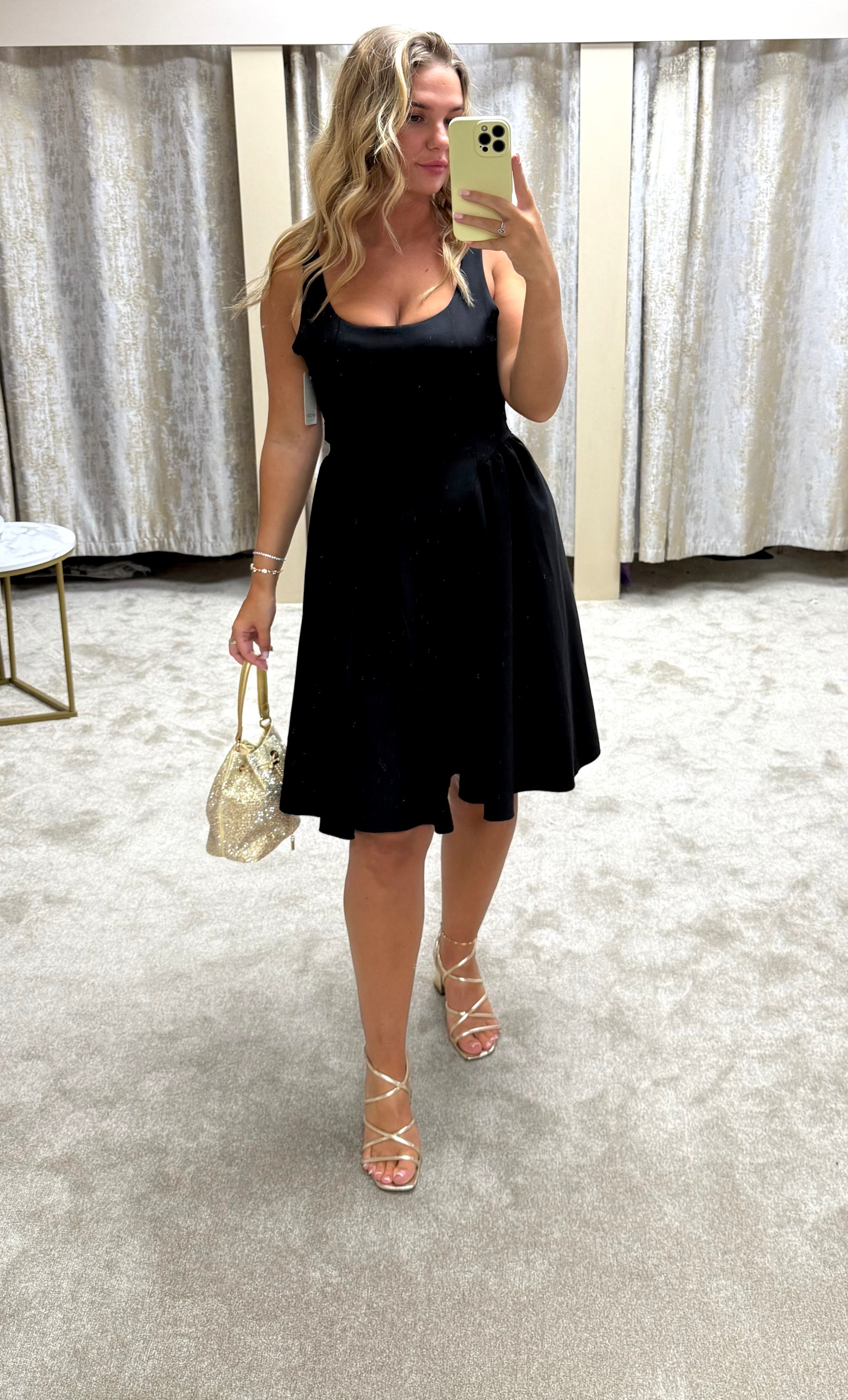 Fit & Flare Drop Waist Dress With Back Bow Detail