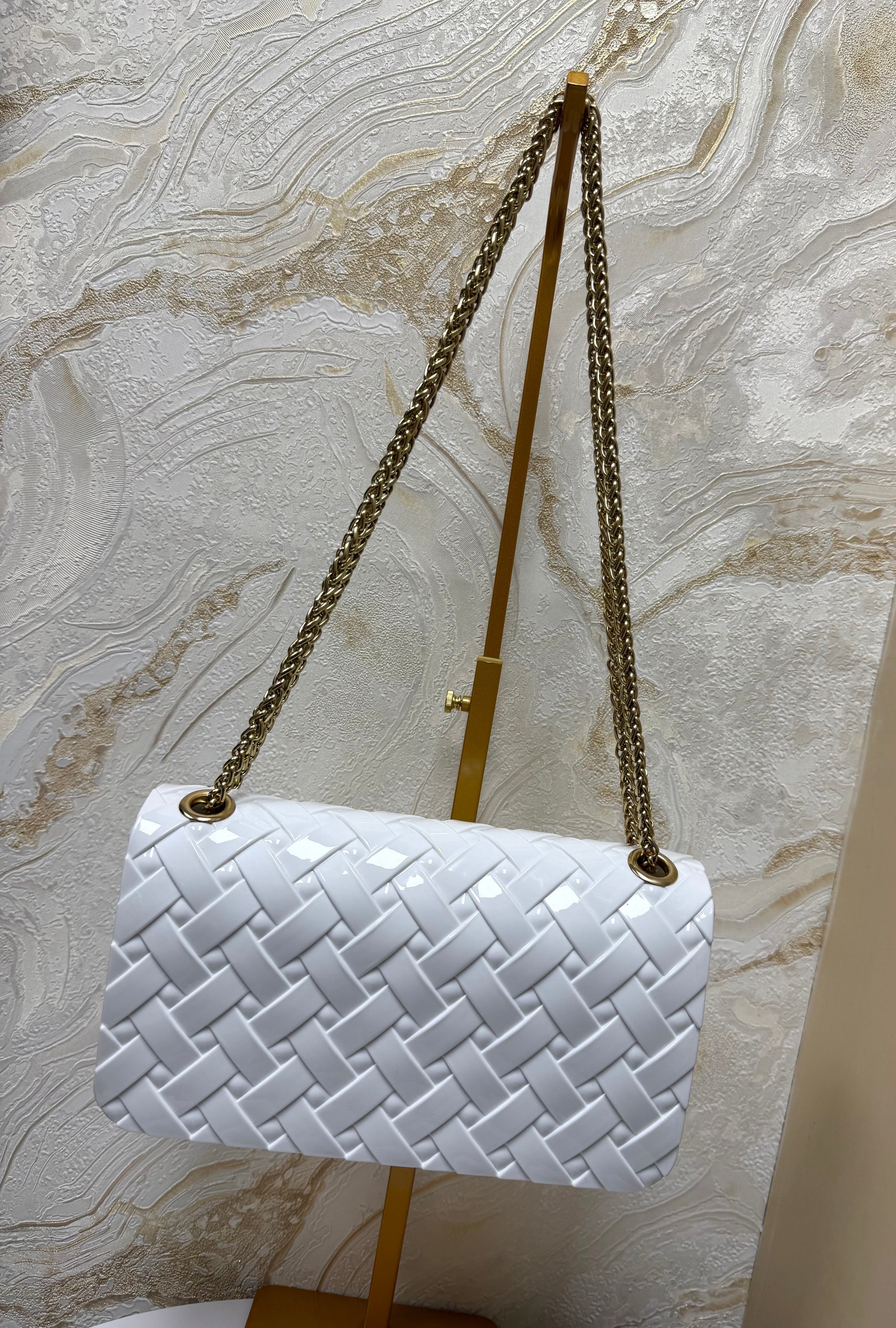 Classy White & Gold Chain Bag
