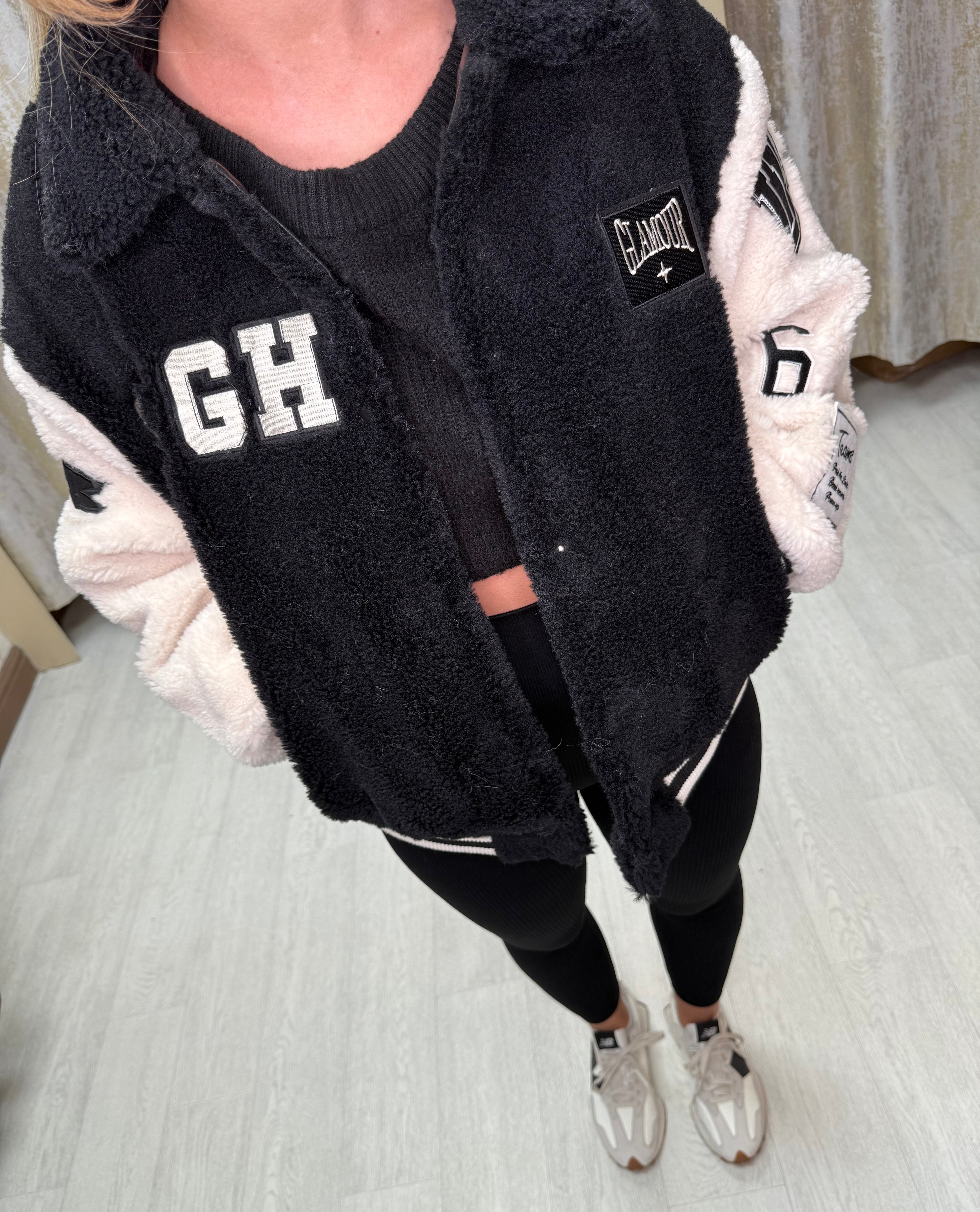 American High Glamour Teddy Jacket - Black