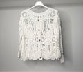 Crop Crochet Cardigan With Gold Button Detail