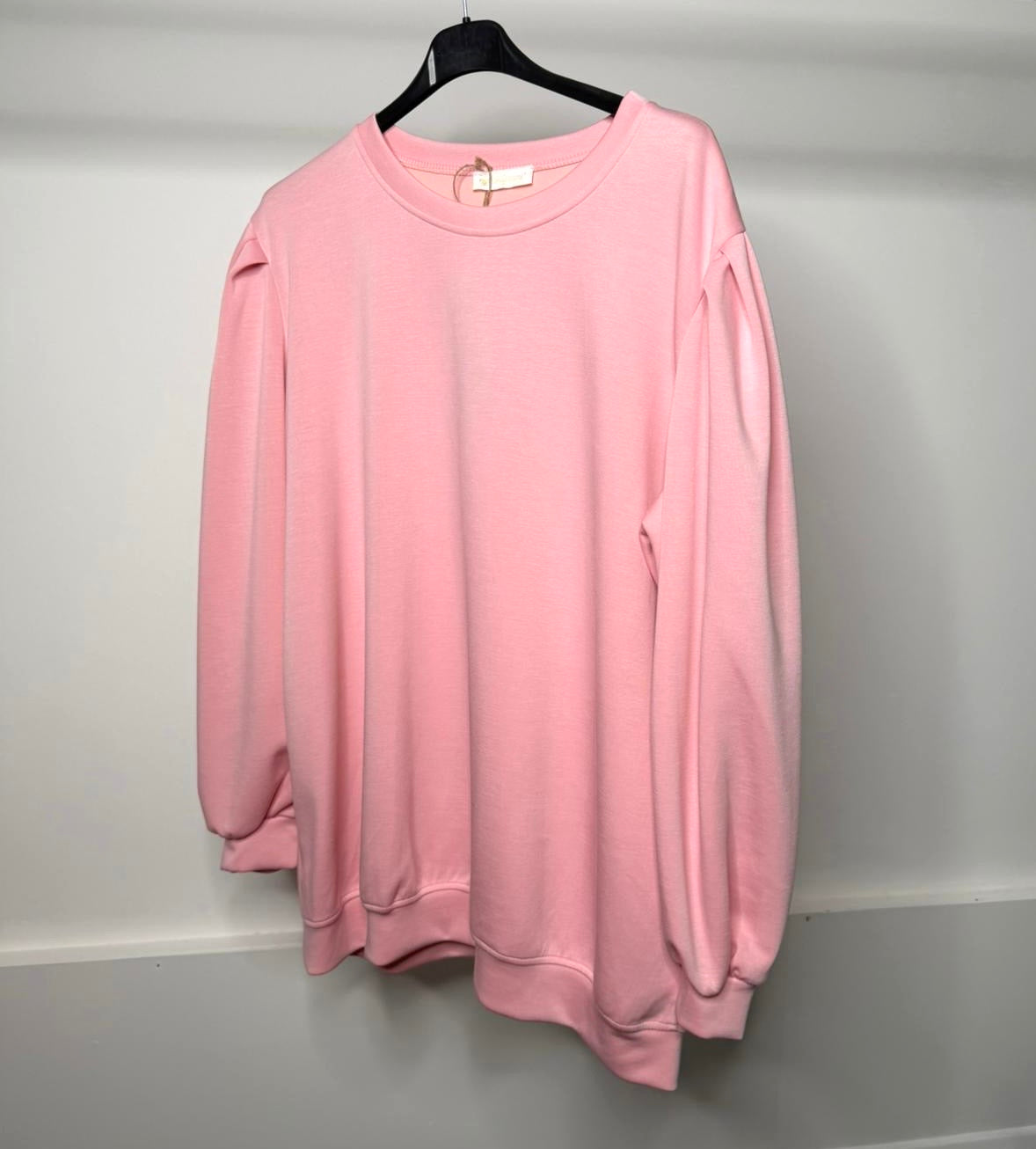 PLUS SIZE - Ruched Shoulder Detail Oversized Soft Scuba Jumper Dress