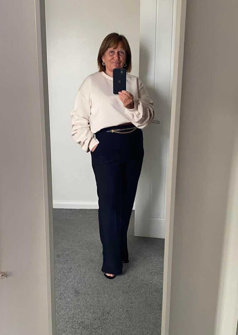 Gold Chain Detail Lined Stretchy Soft Formal Trousers