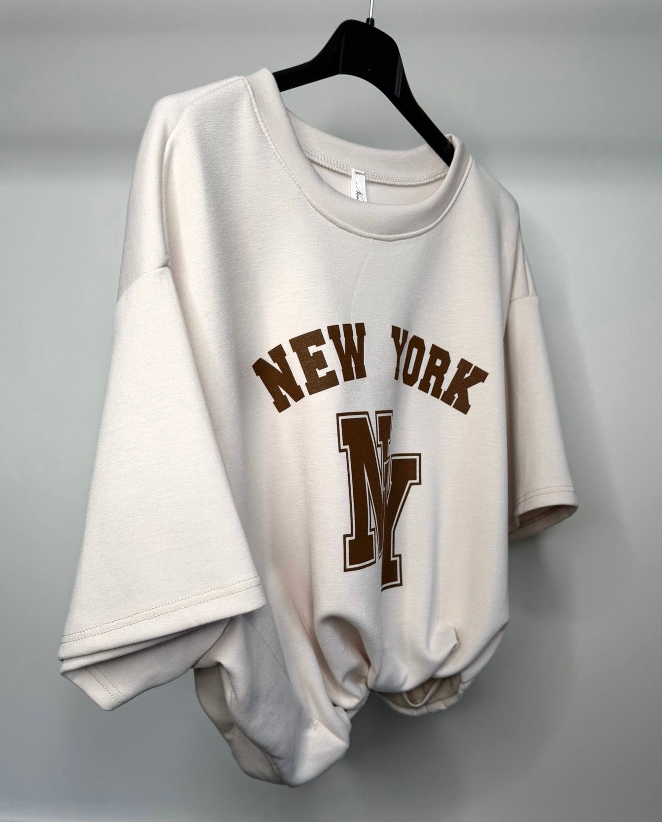 Bubble Hem Cropped Scuba Top - New York Logo