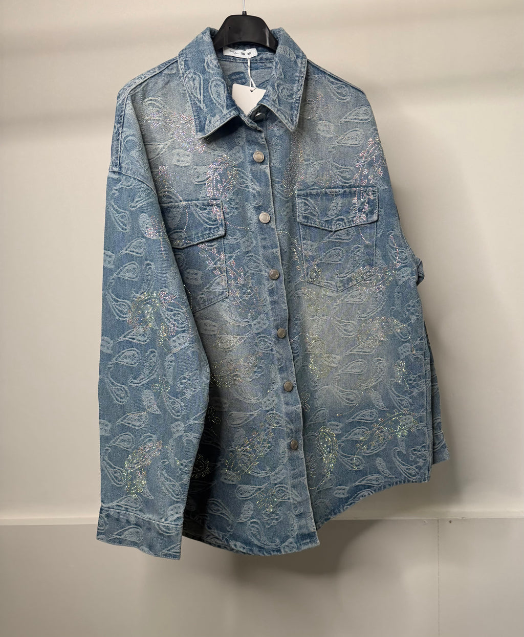 LUXE Oversized Diamanté Denim Jacket