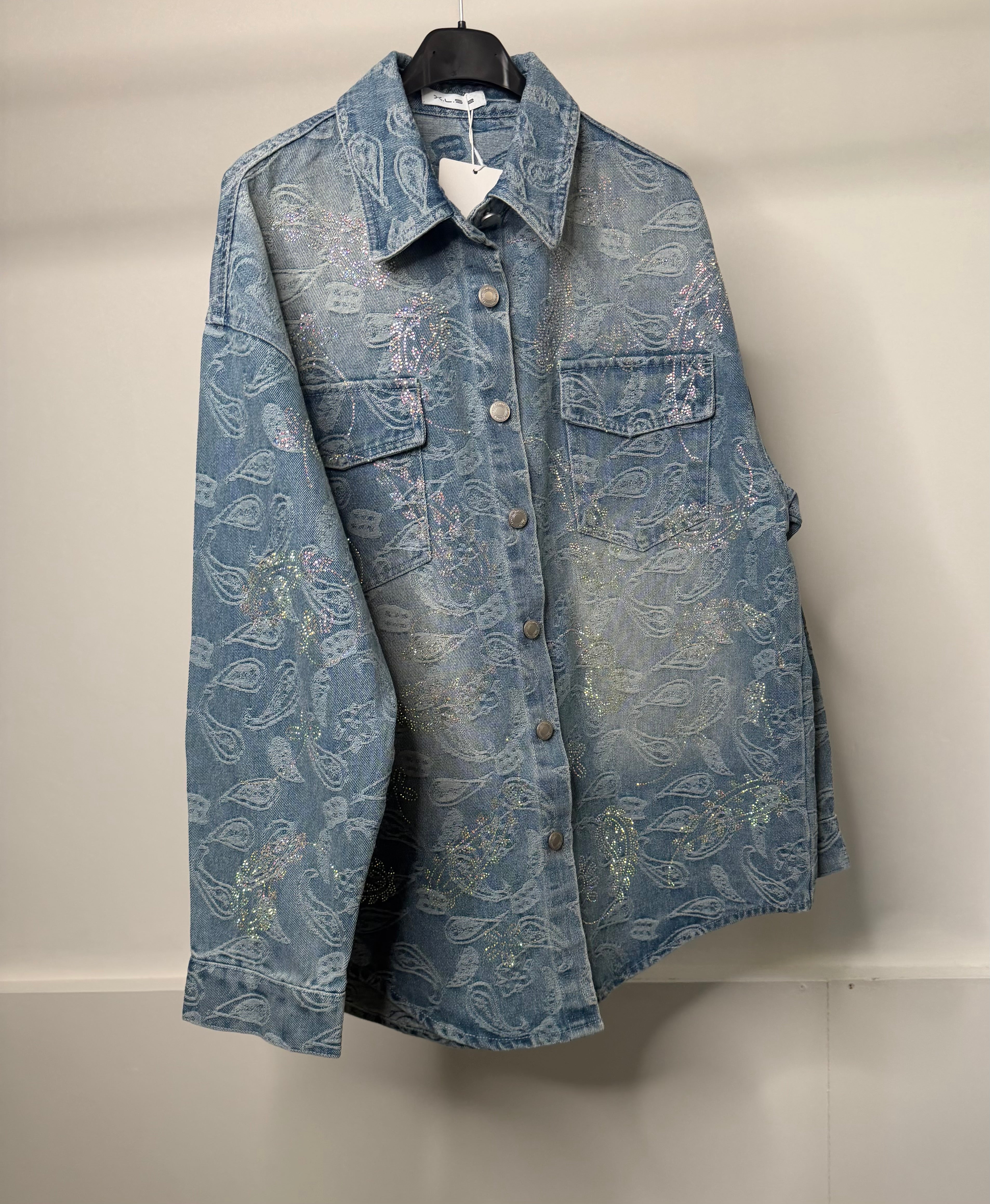 LUXE Oversized Diamanté Denim Jacket