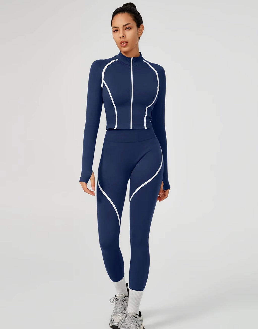 Body Sculpting White Detail Gym Set - Blue