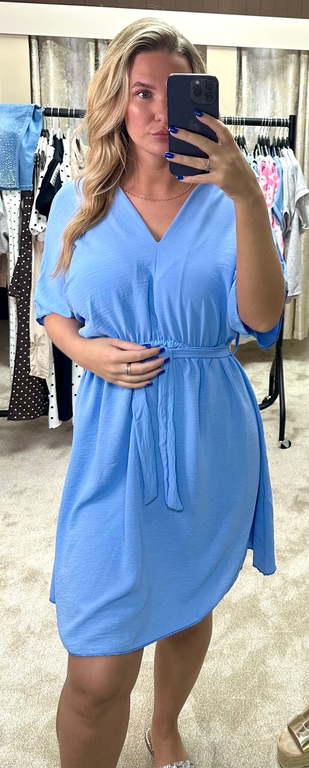 Angel Sleeve Elasticated Tie Waist Dress