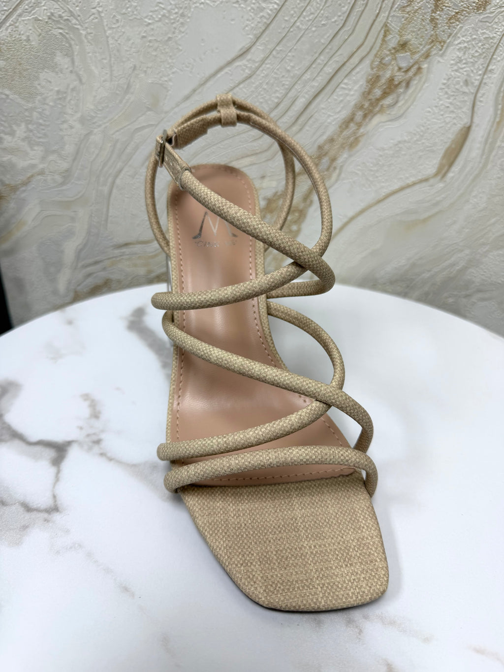 Strappy Comfy Block Heels - Neutral