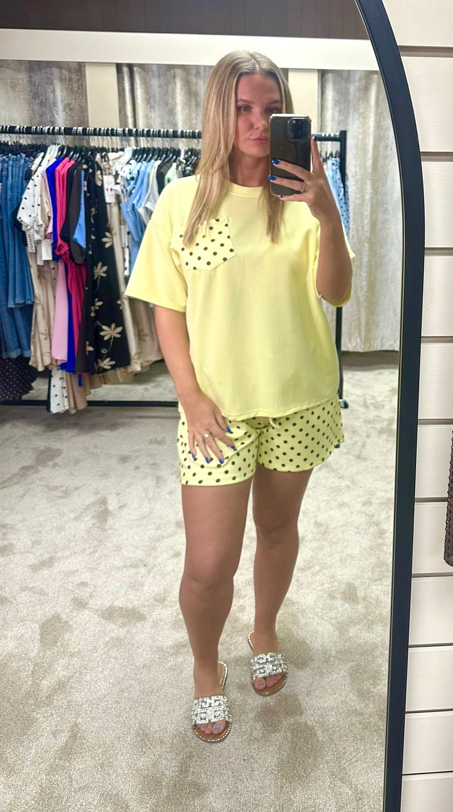 Polka Dot Soft Scuba T-Shirt & Shorts Co Ord