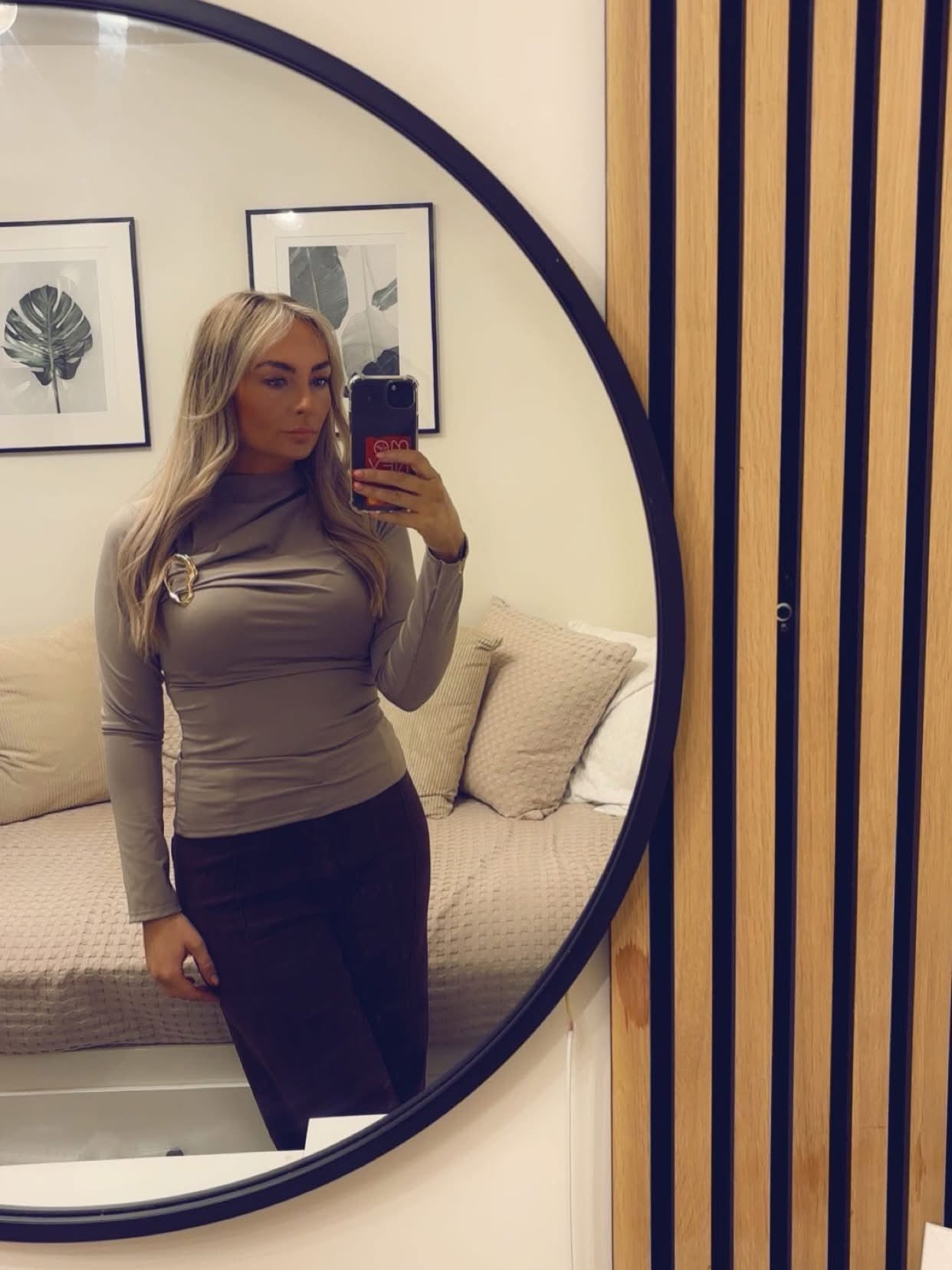 Gold Buckle Ruched Detail Top