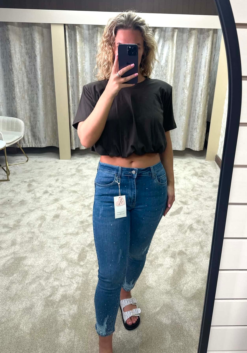Diamanté Ripped Skinny Jeans