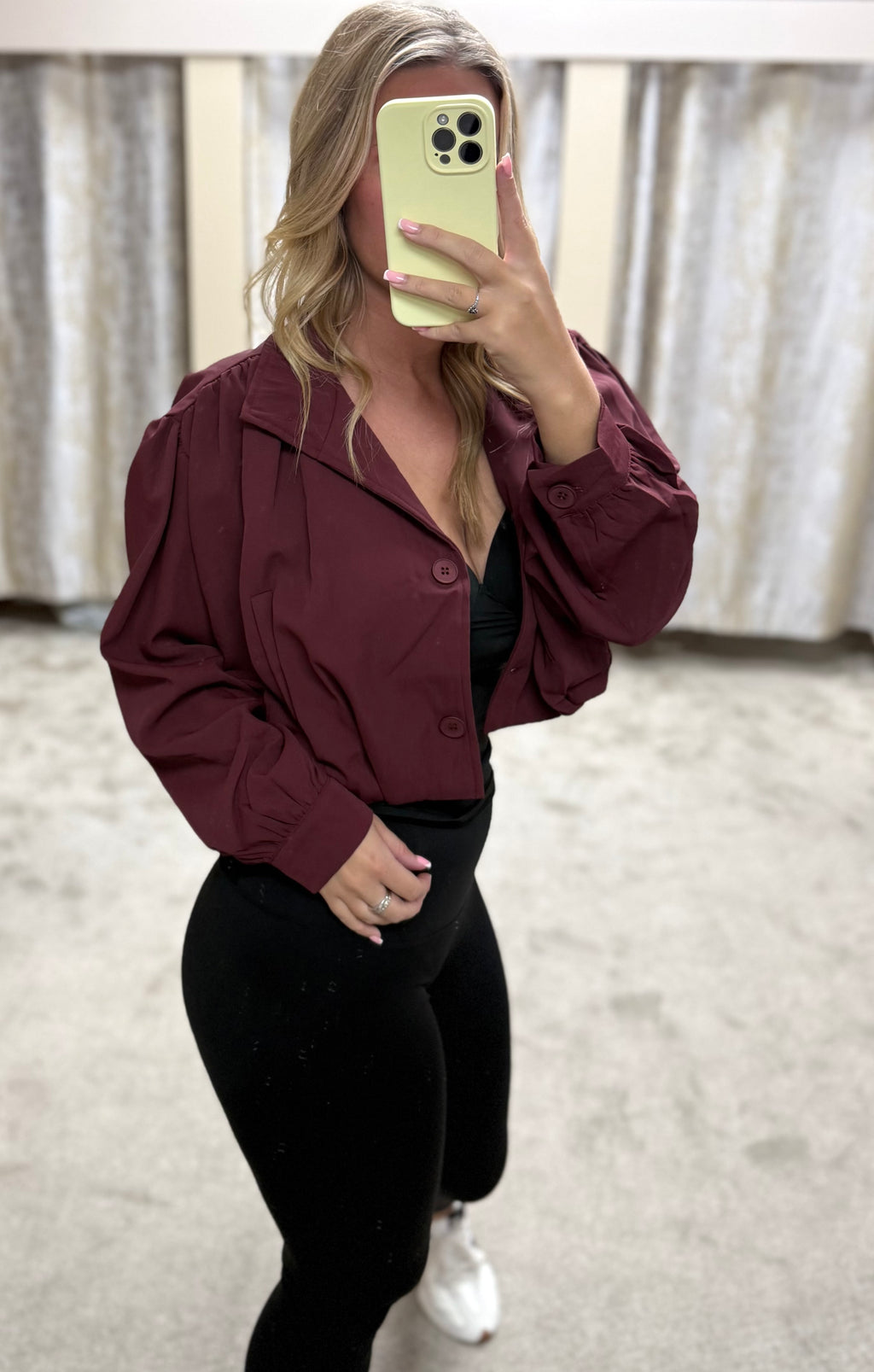 Zara Inspired Cropped Jacket With Ruched Sleeve Detail