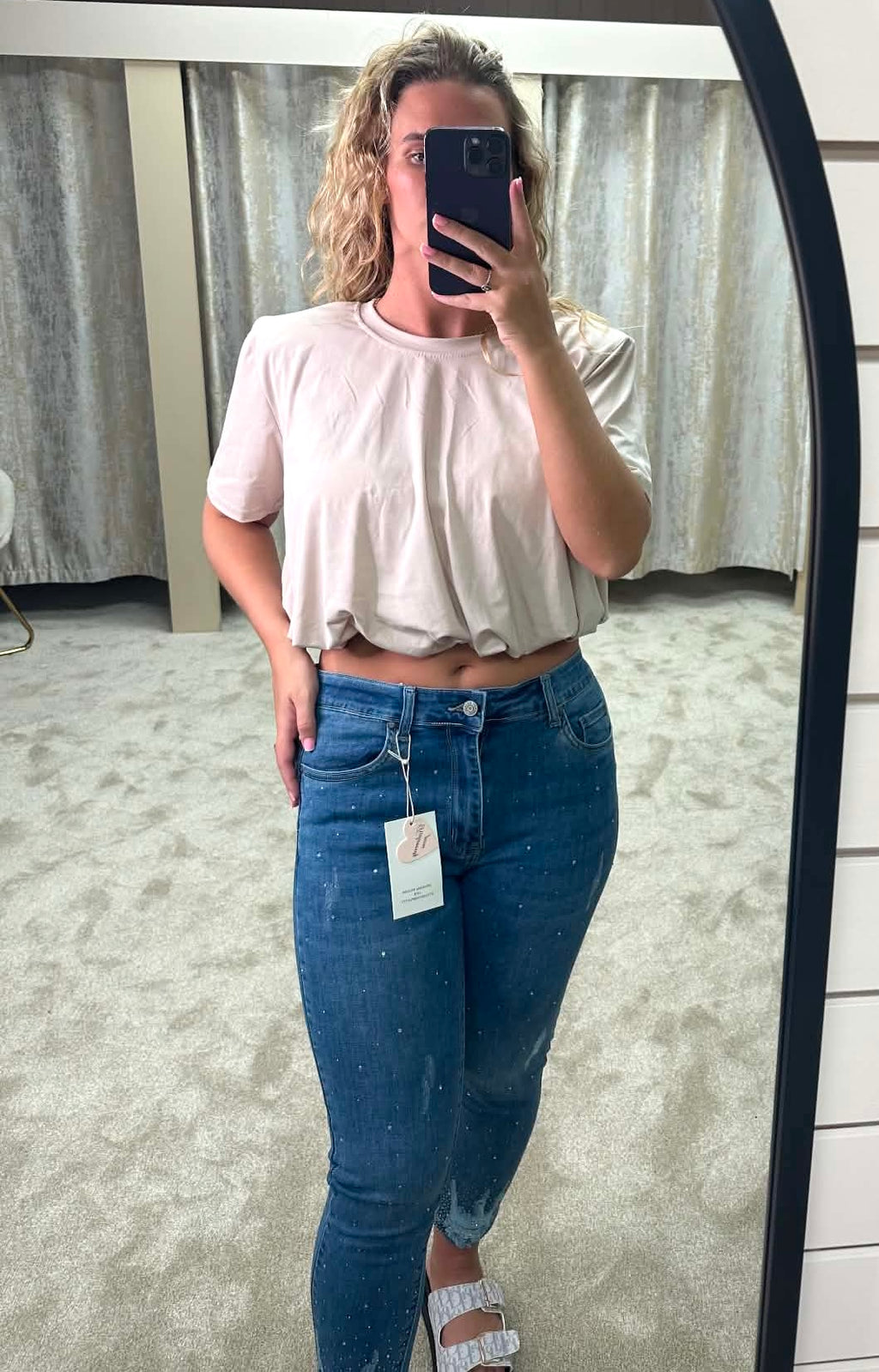 Diamanté Ripped Skinny Jeans