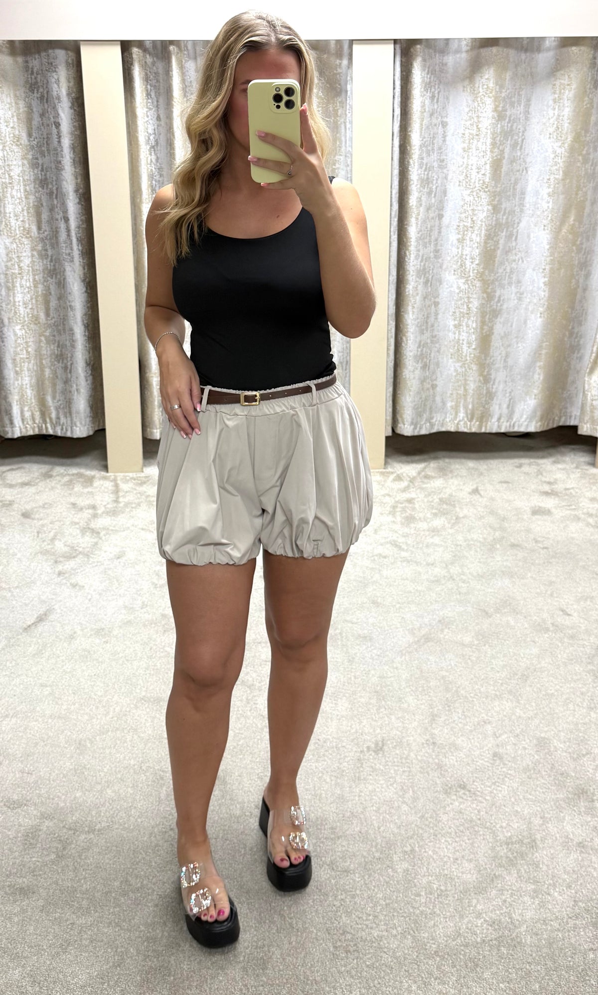 Balloon Hem Elasticated Belted Shorts