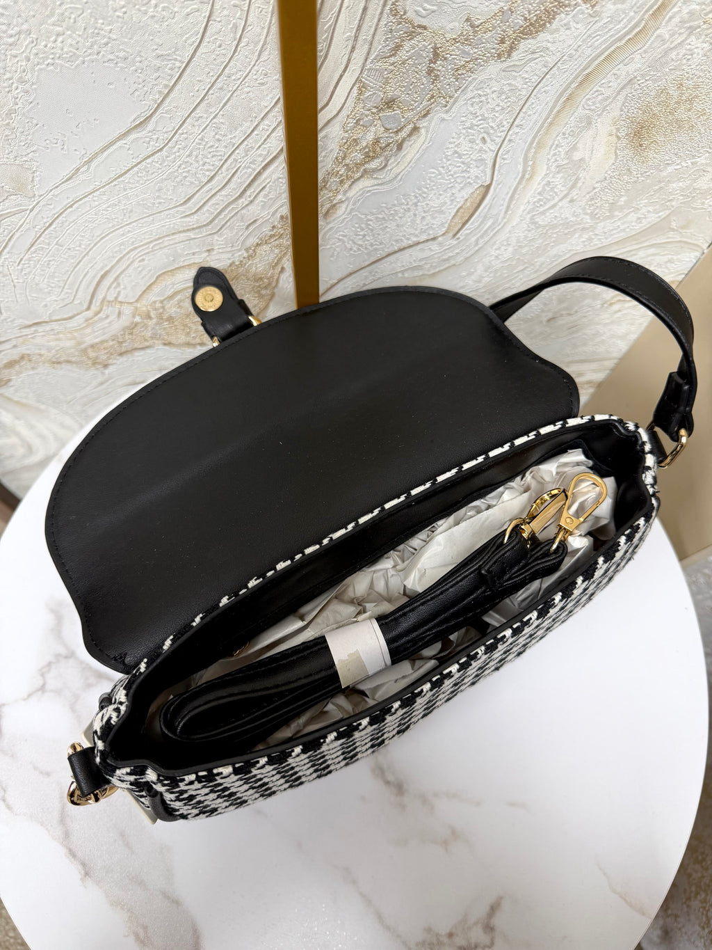 Dior Inspired Dog Tooth Tweed Bag