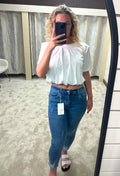 Bubble Hem Elasticated Cropped Cotton Top