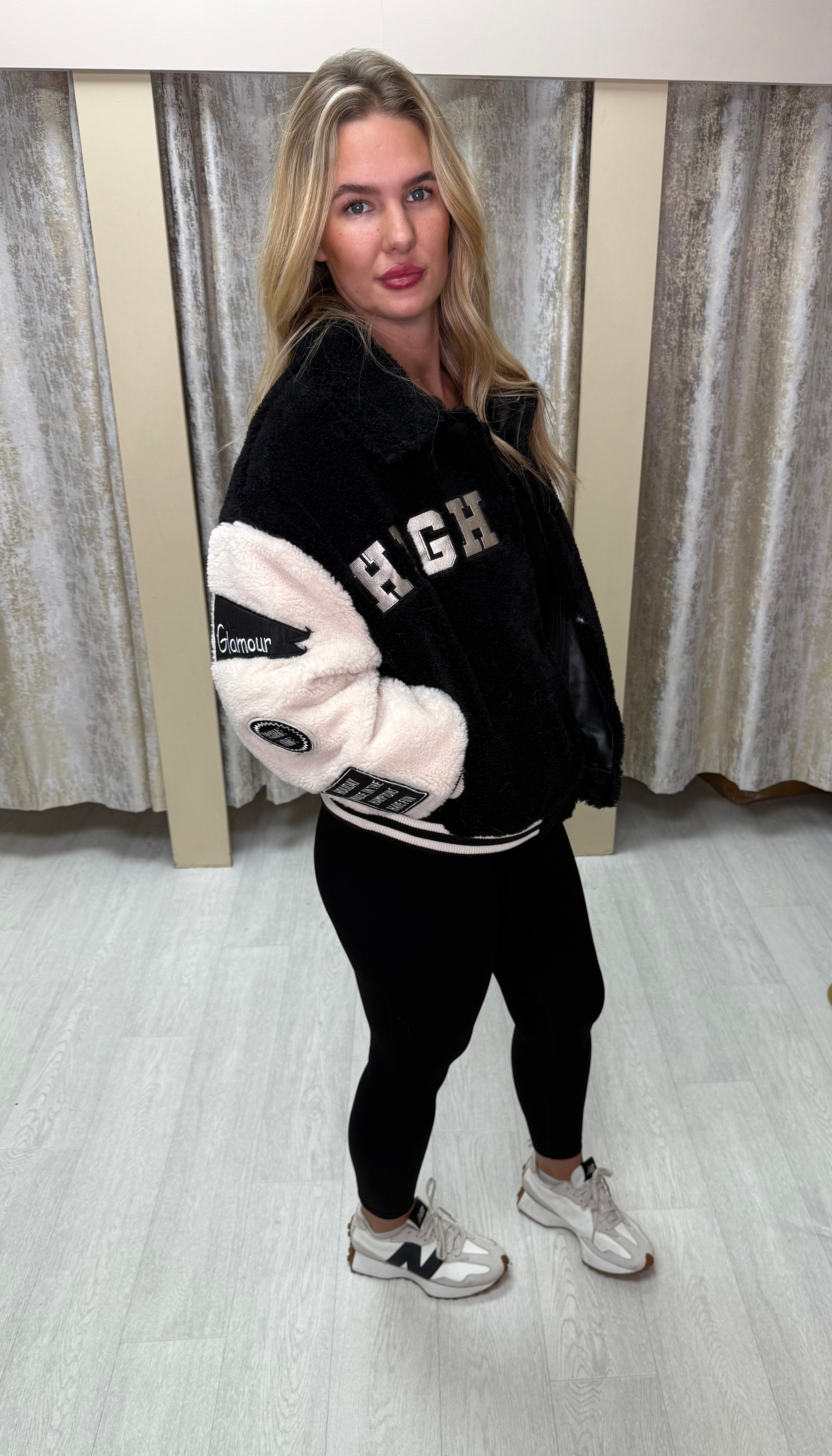 American High Glamour Teddy Jacket - Black