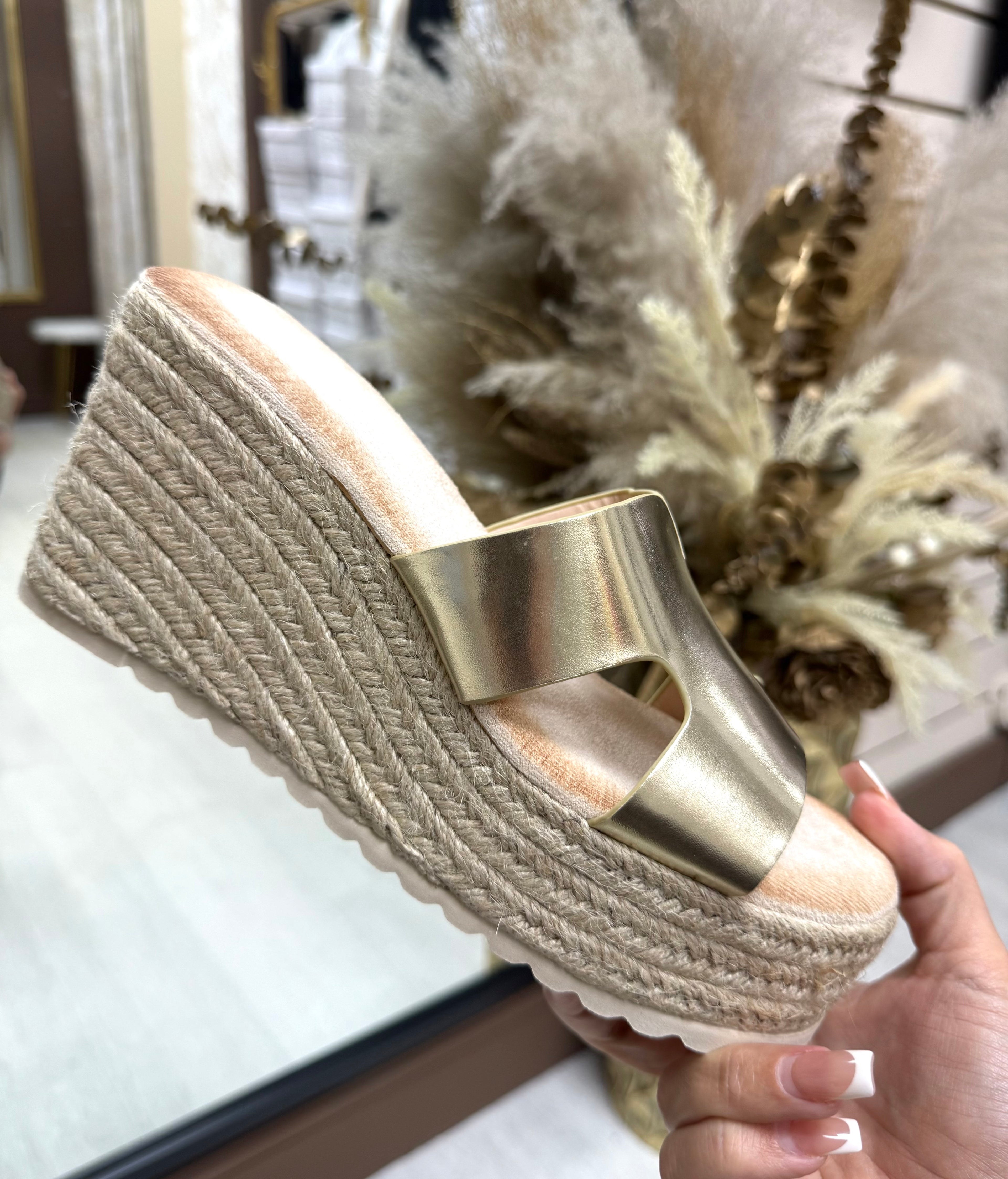 Gold H Inspired Platform Wedges - Spongey Sole & Super Comfortable