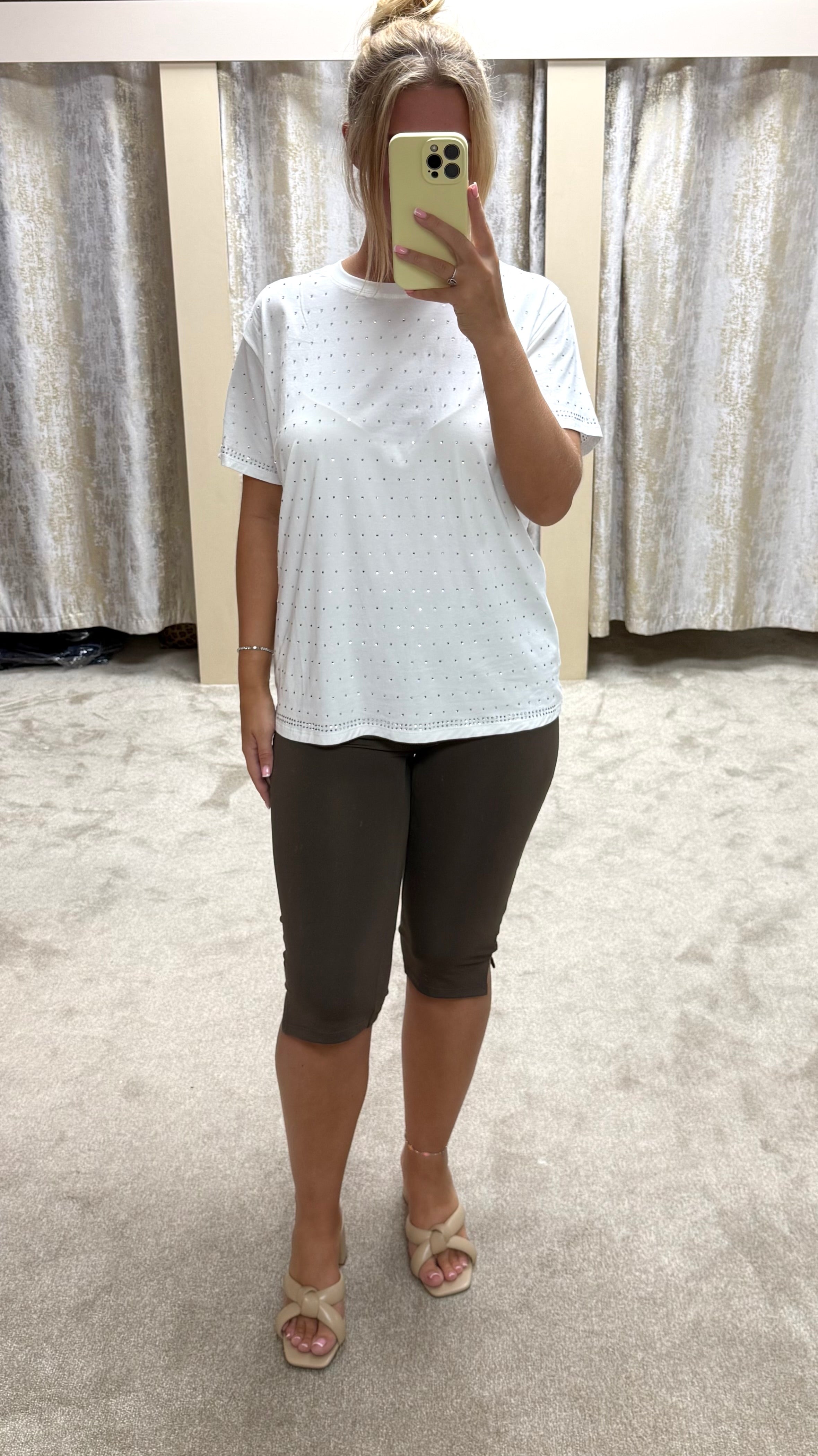White Diamanté Detail T-Shirt