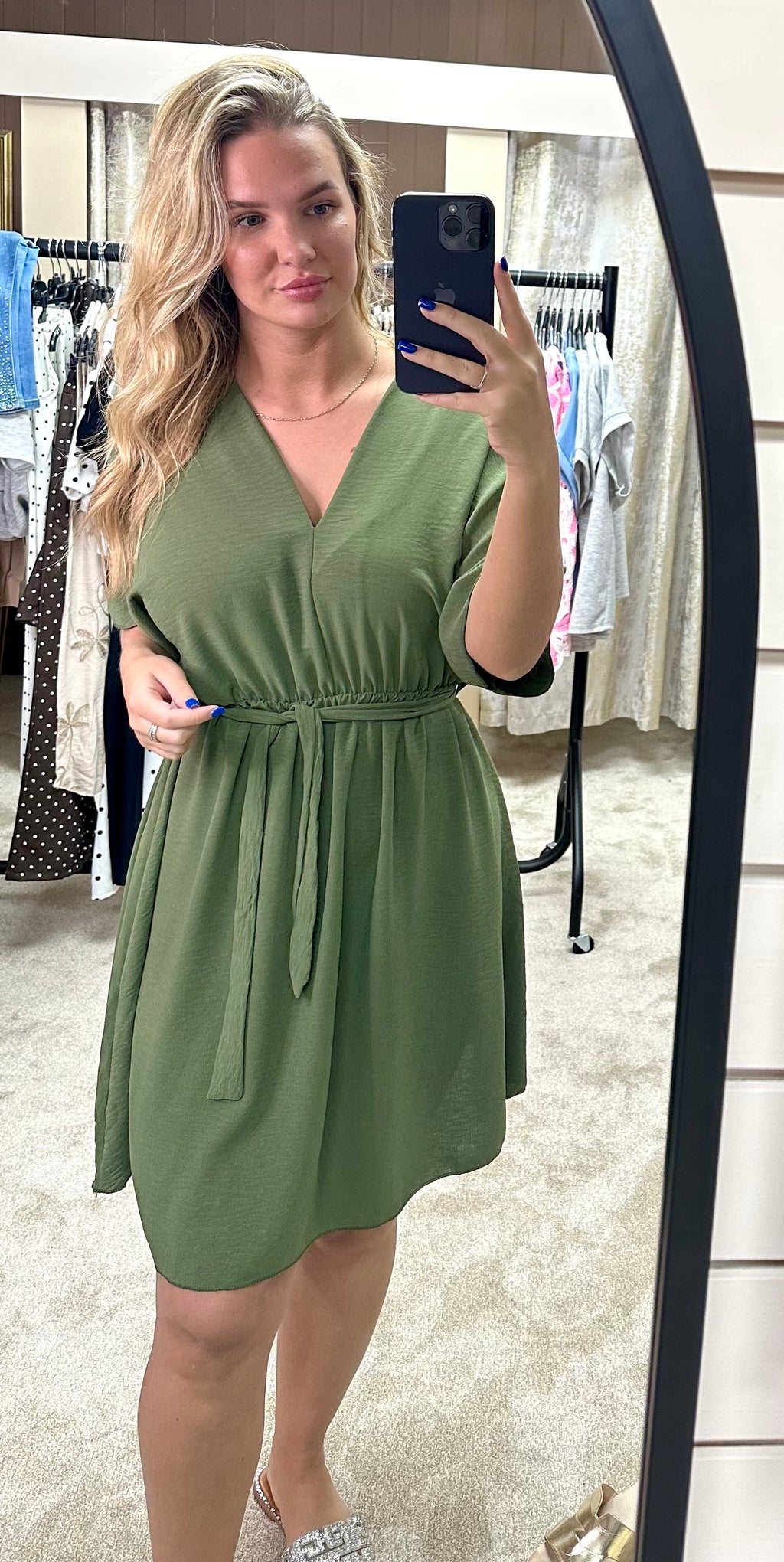 Angel Sleeve Elasticated Tie Waist Dress