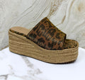 Glitter Leopard Print Platform Wedges