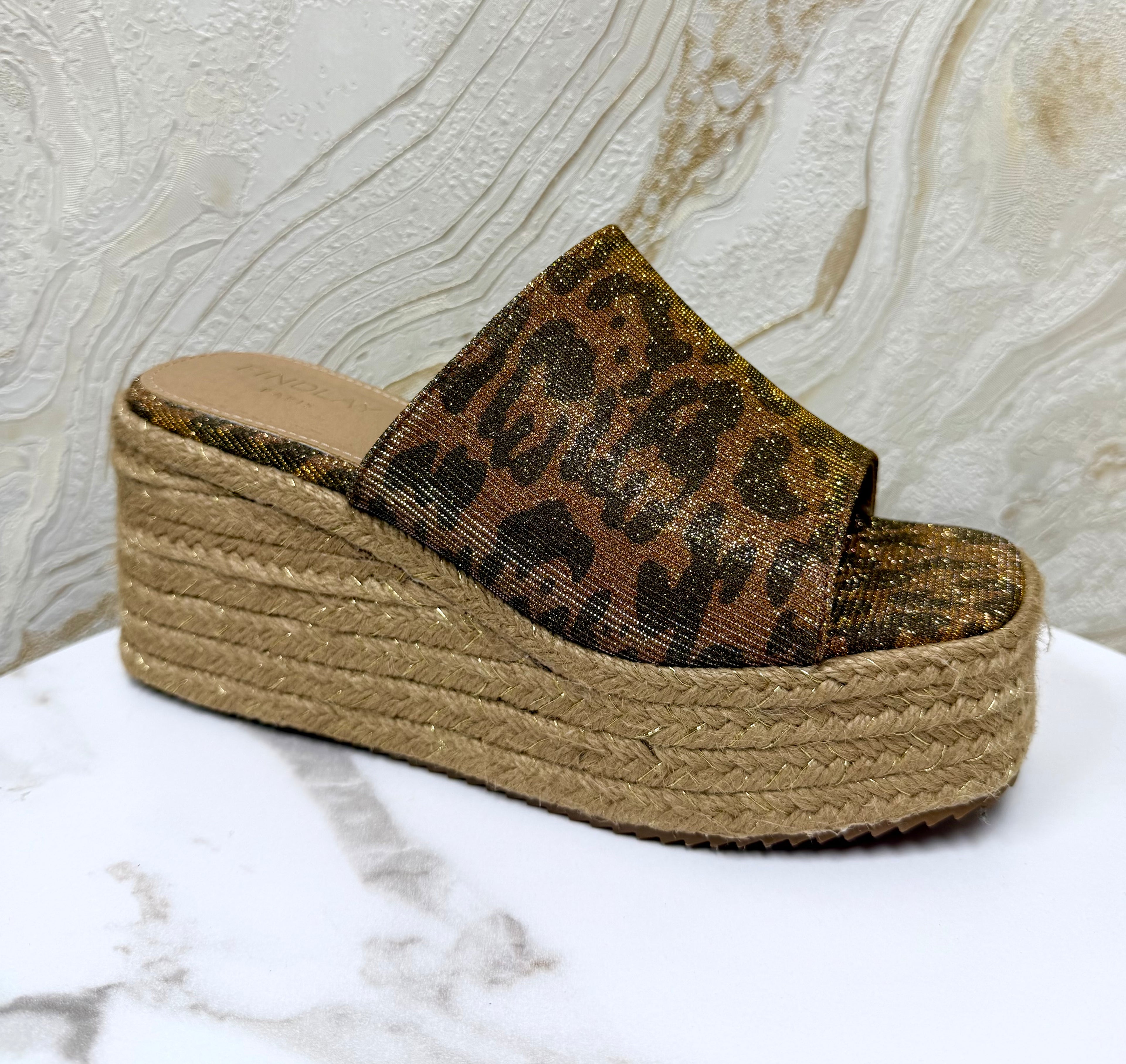 Glitter Leopard Print Platform Wedges