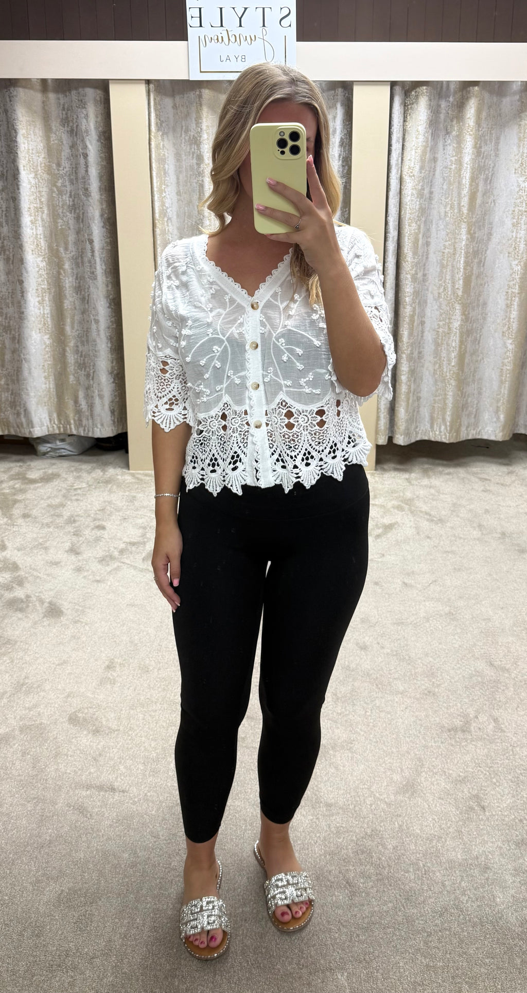 Flower Embroidered Crochet Detail Cardigan