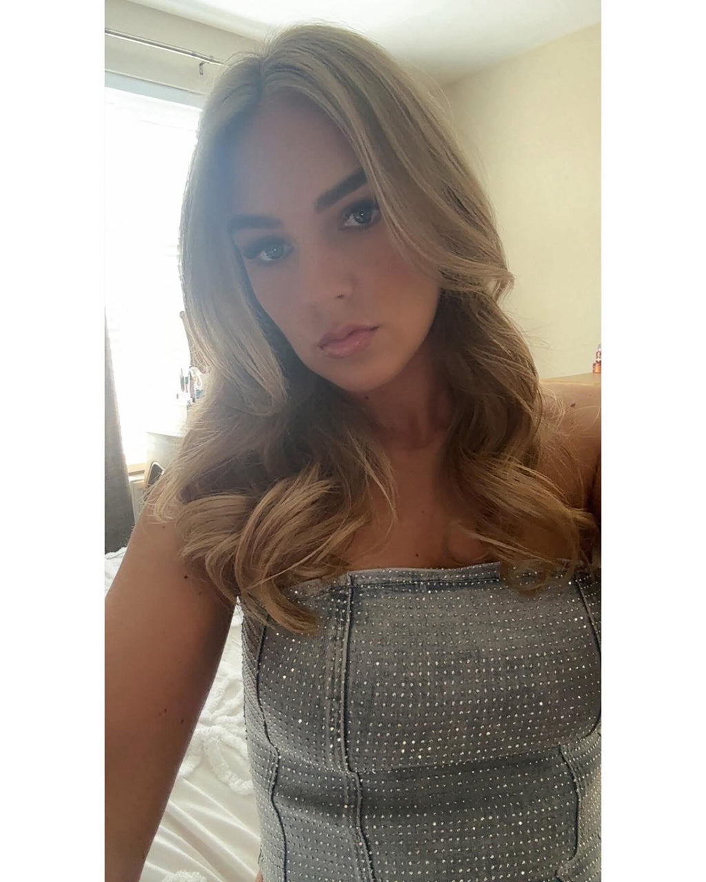 Diamanté Stretchy Denim Zip Up Corset Top