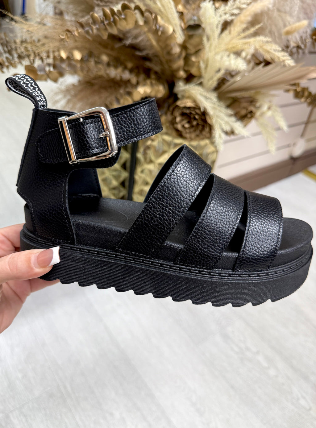 Dr.M Inspired Platform Gladiator Sandals - Black