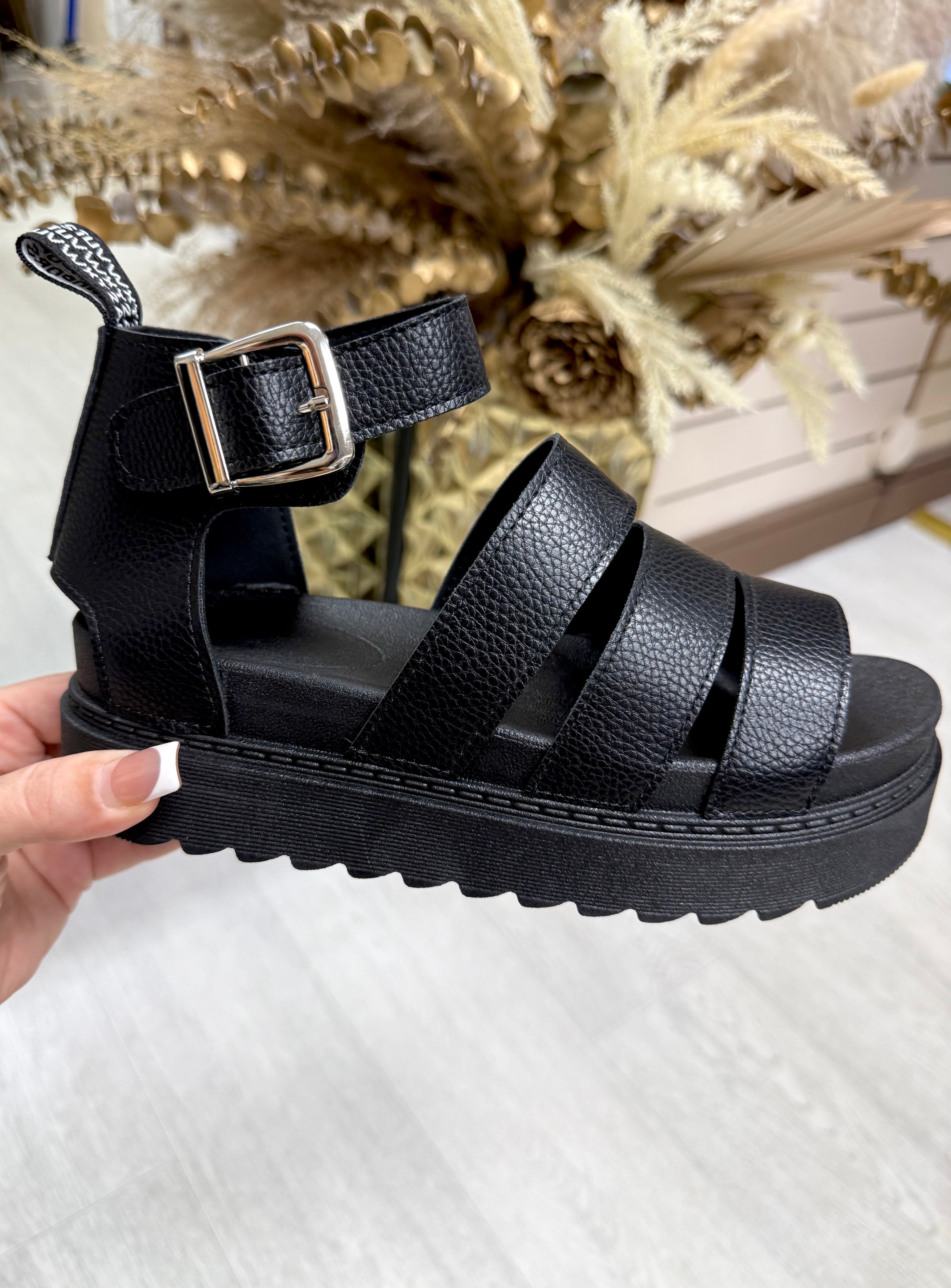 Dr.M Inspired Platform Gladiator Sandals - Black
