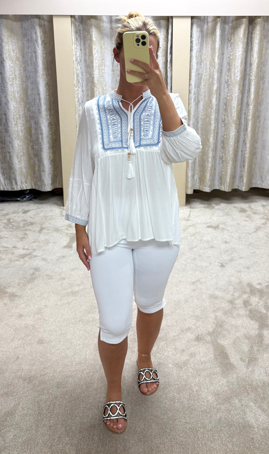 Boho Embroidered Detail Oversized Blouse