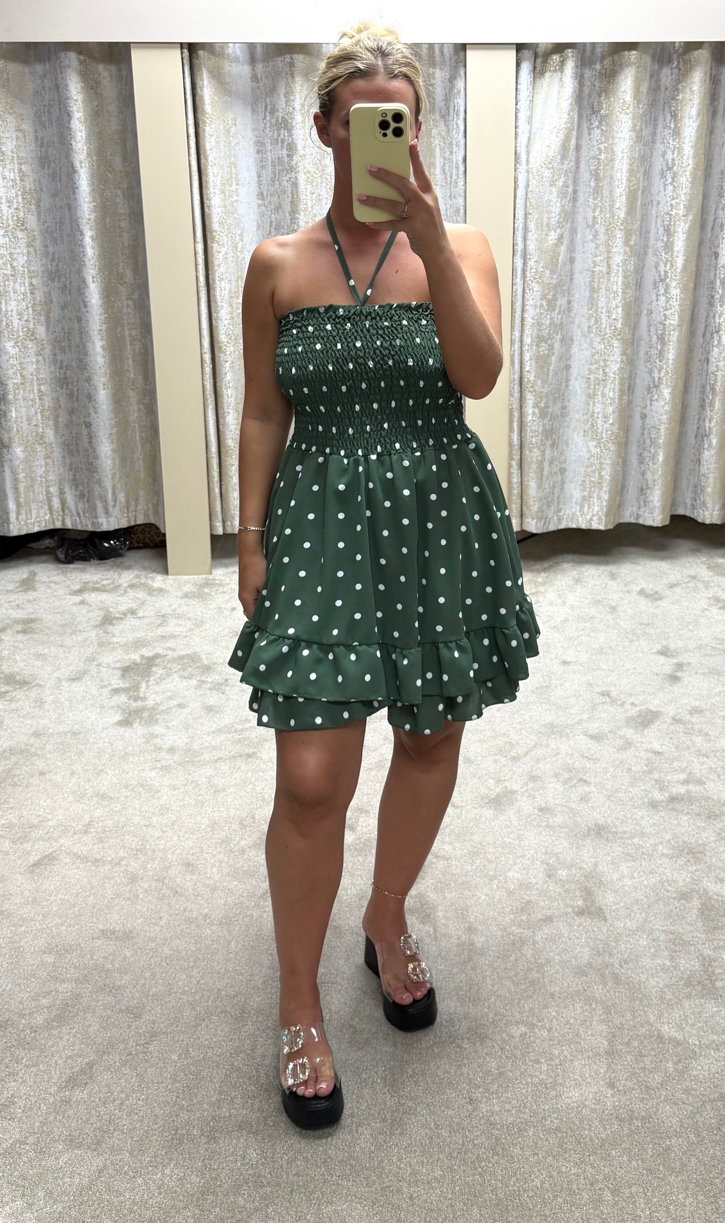 Bandeau Elasticated Tiered Dress With Shorts Underneath