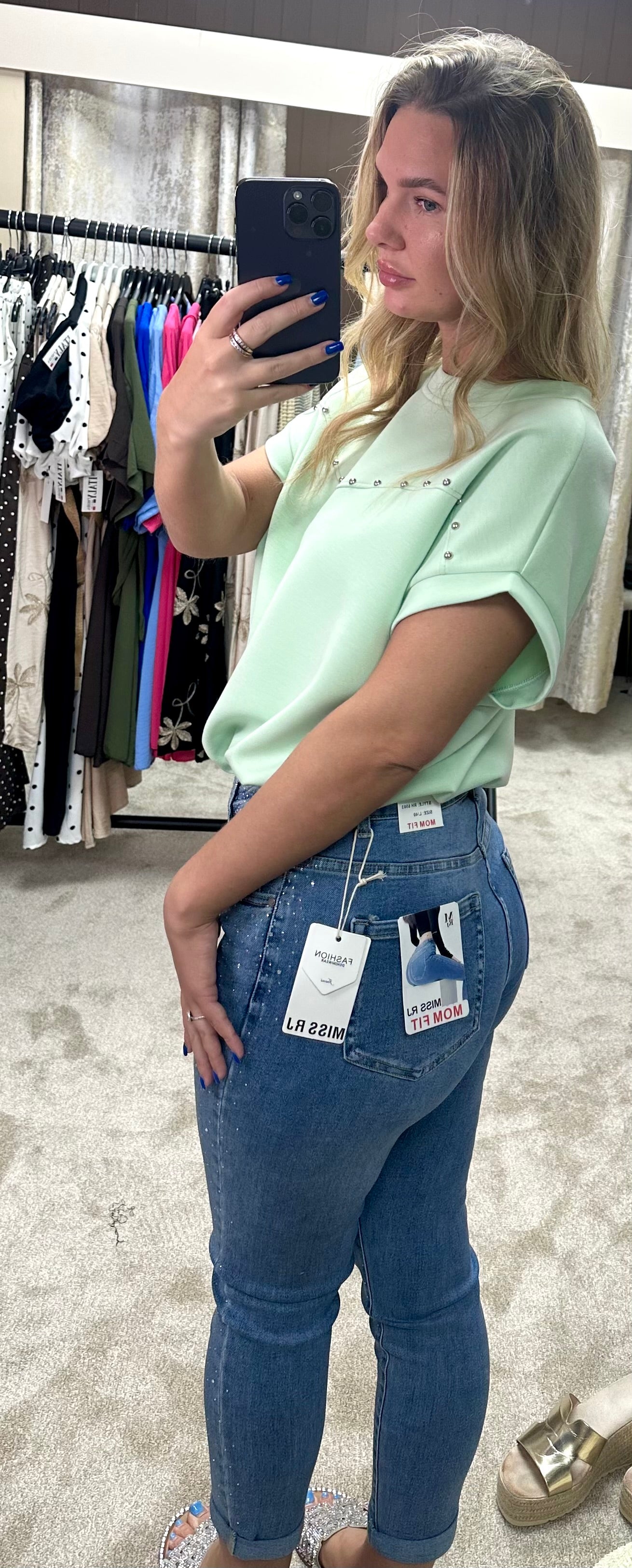 Diamanté Stretchy Mom Jeans