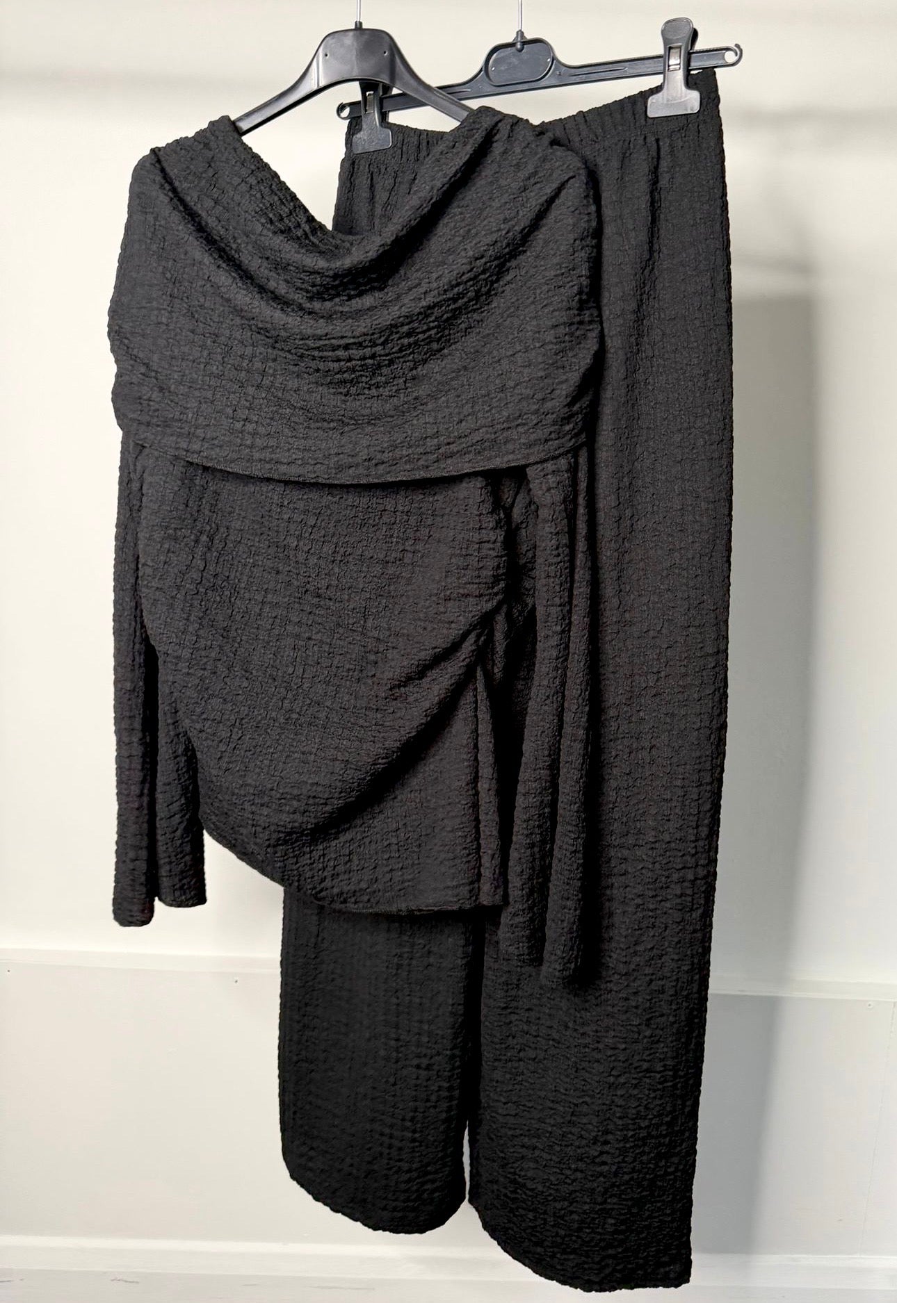 Off Shoulder Ruched Side Cheesecloth Co Ord