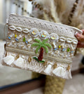 Embellished Boho Clutch Bag - Palm Tree