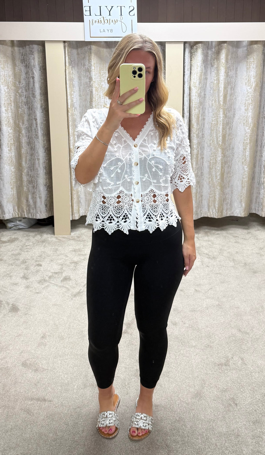 Flower Embroidered Crochet Detail Cardigan