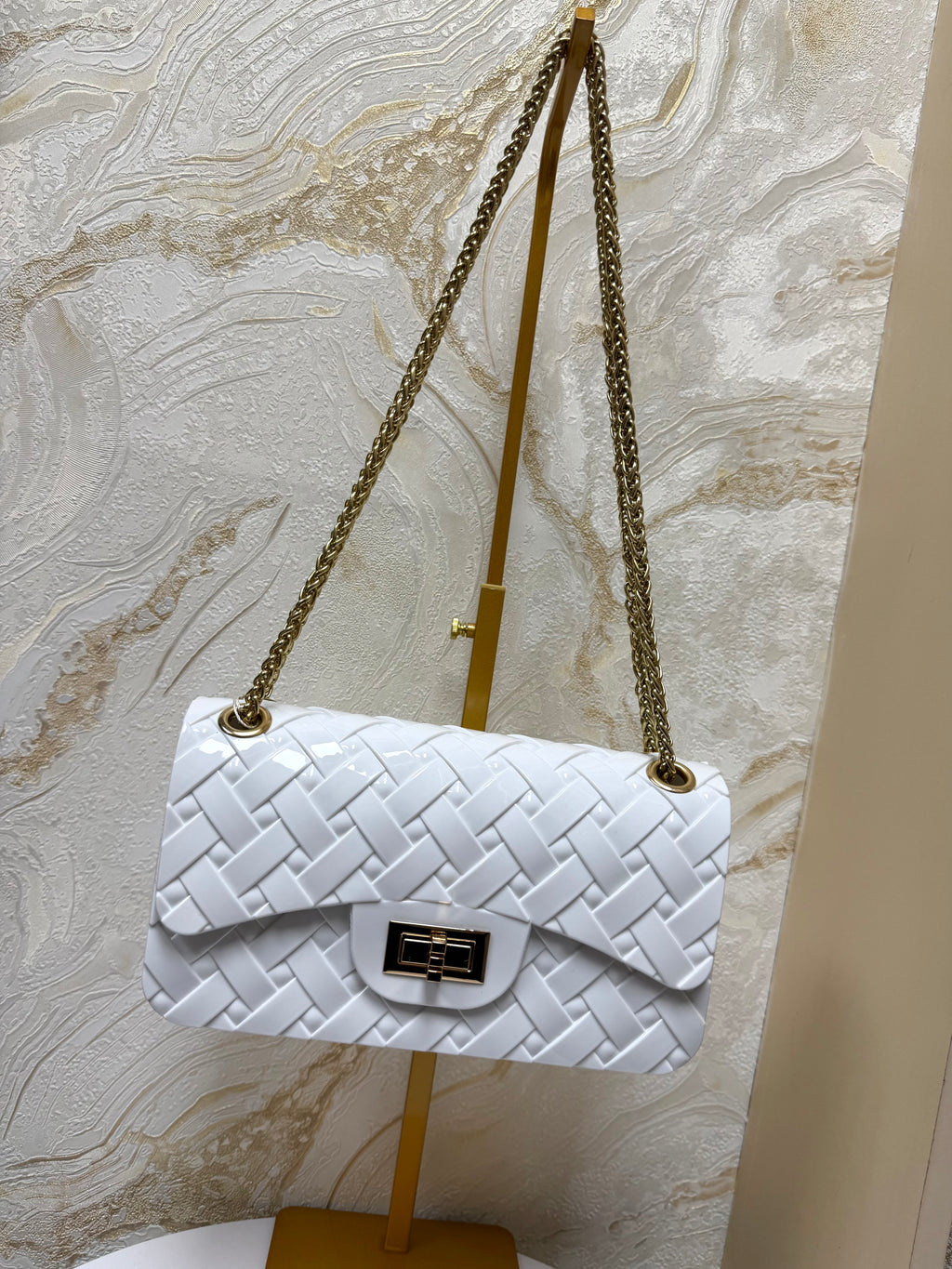 Classy White & Gold Chain Bag